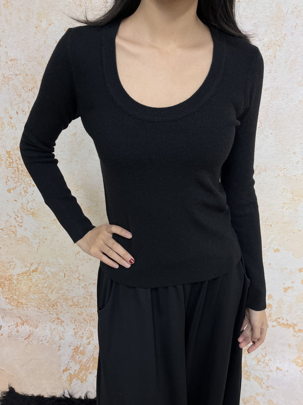 ANTIMOON_U_Neck_Fine_Knit_Slim_Fit_Women's_Wool_Blend_Long_Sleeve_T-shirts_852342840954_MISSTT