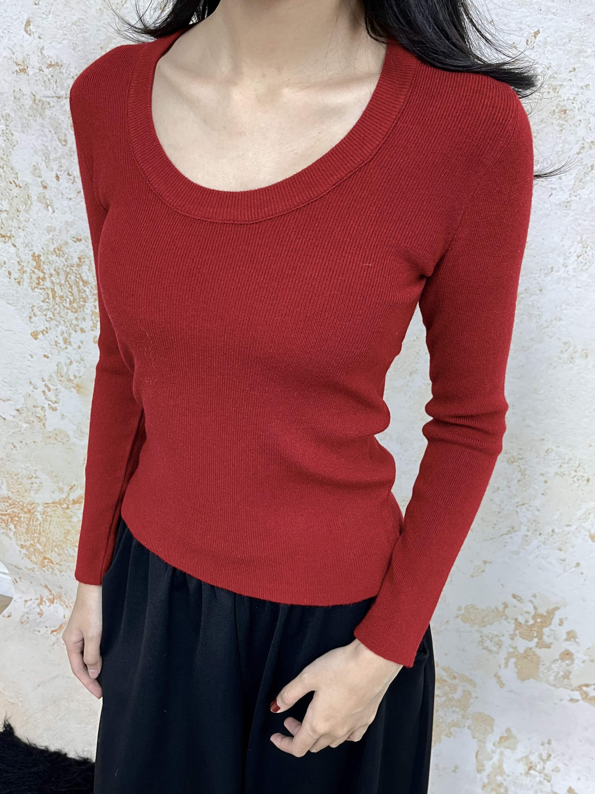 ANTIMOON_U_Neck_Fine_Knit_Slim_Fit_Women's_Wool_Blend_Long_Sleeve_T-shirts_852342840954_MISSTT