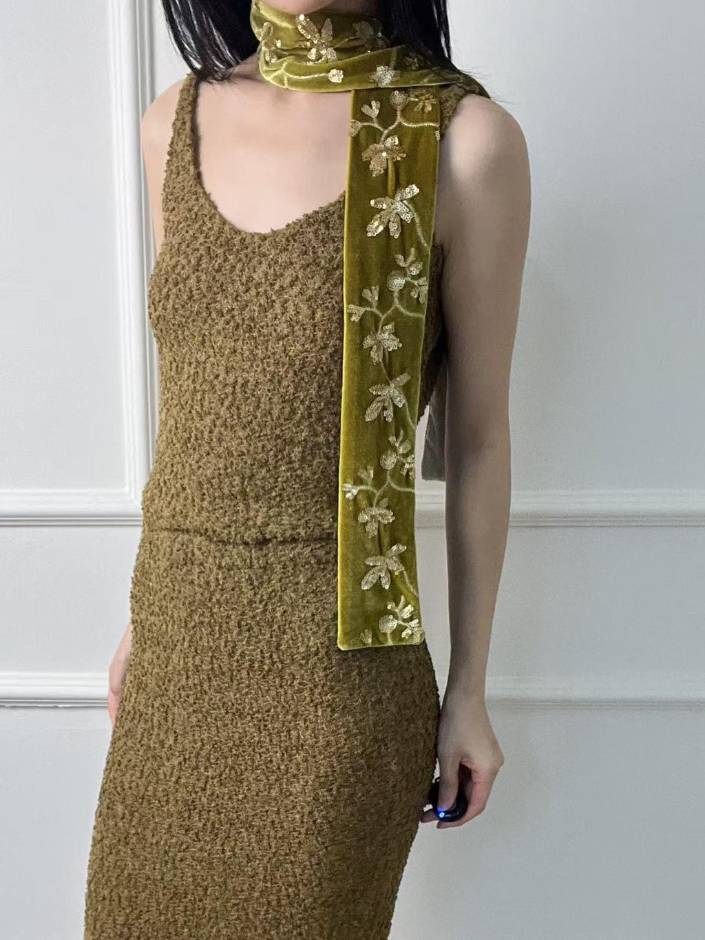 ANTIMOON Vintage Heavy Beaded Draped Chinese Style Women's Velvet Scarves & Shawls