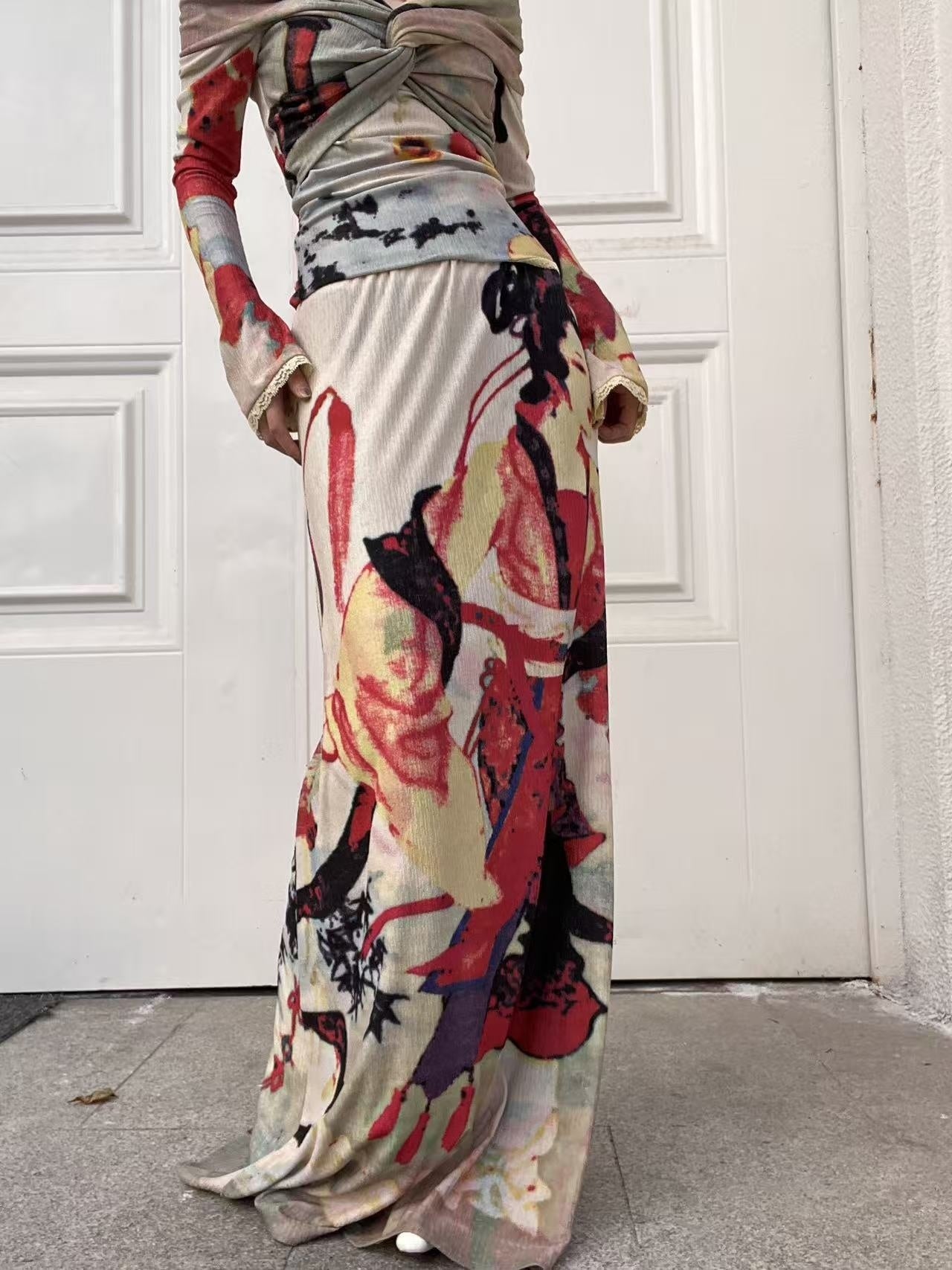 ANTIMOON_Vintage_Lady_Print_Knit_V-neck_High_Waist_A_Line_Women's_Boho_Maxi_Dresses_981379573476_MISSTT