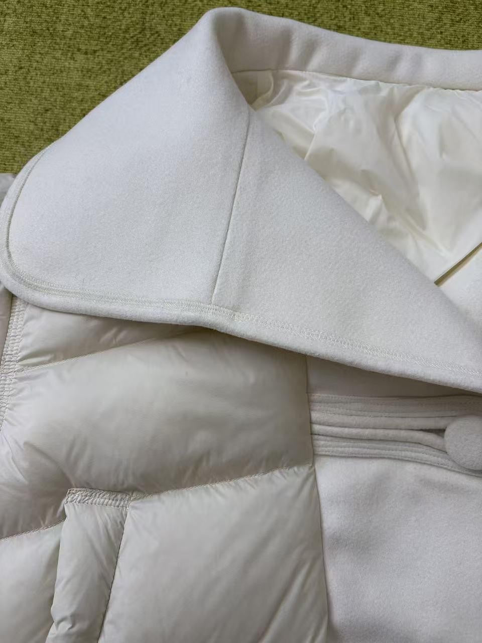 ANTIMOON Wide Lapel Spliced Wool Puffer Women's 90 White Duck Down Down Jackets