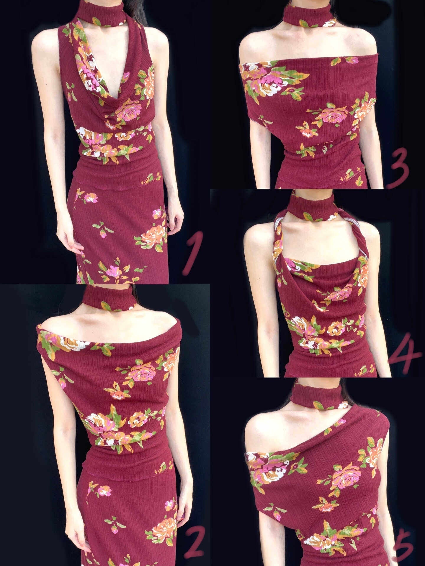 ANTIMOON_Wine_Red_Rose_Print_Draped_Off_Shoulder_Women's_Polyester_Bodycon_Maxi_Dresses_828356345729_MISSTT