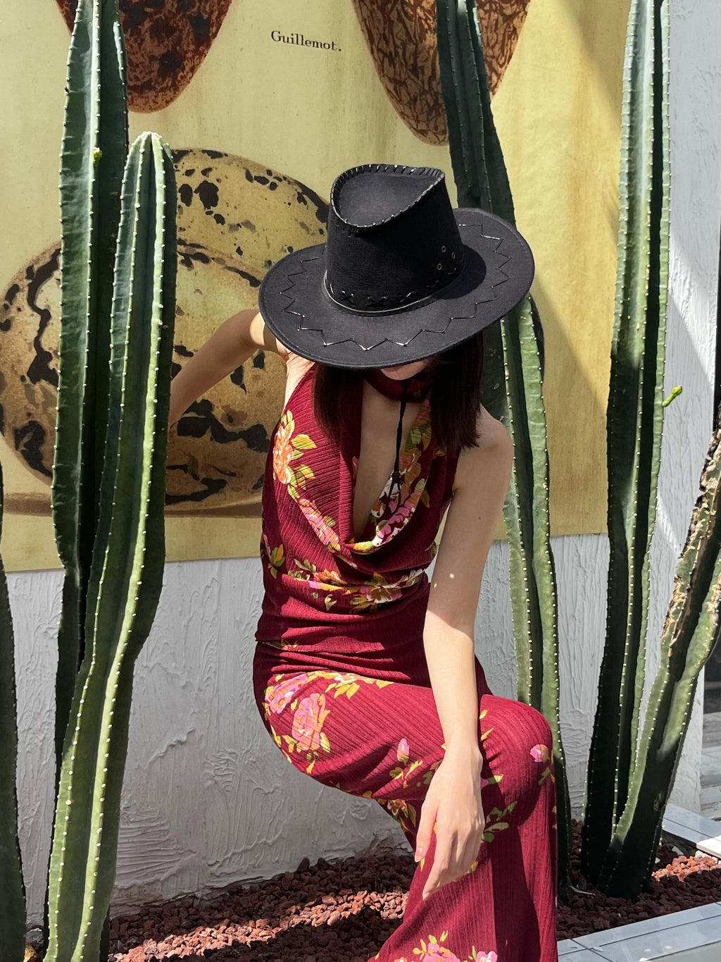 ANTIMOON Wine Red Rose Print Draped Off Shoulder Women's Polyester Bodycon Maxi Dresses