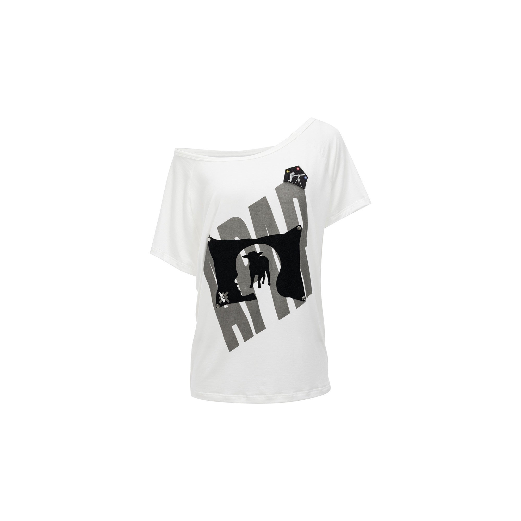 APRIORITY_3d_Flocked_Letter_Studded_Slanted_Shoulder_Women's_Lyocell_Off-shoulder_T-shirts_1046014446098_MISSTT