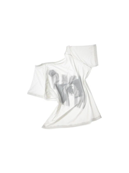 APRIORITY 3d Flocked Letter Studded Slanted Shoulder Women's Lyocell Off-shoulder T-shirts