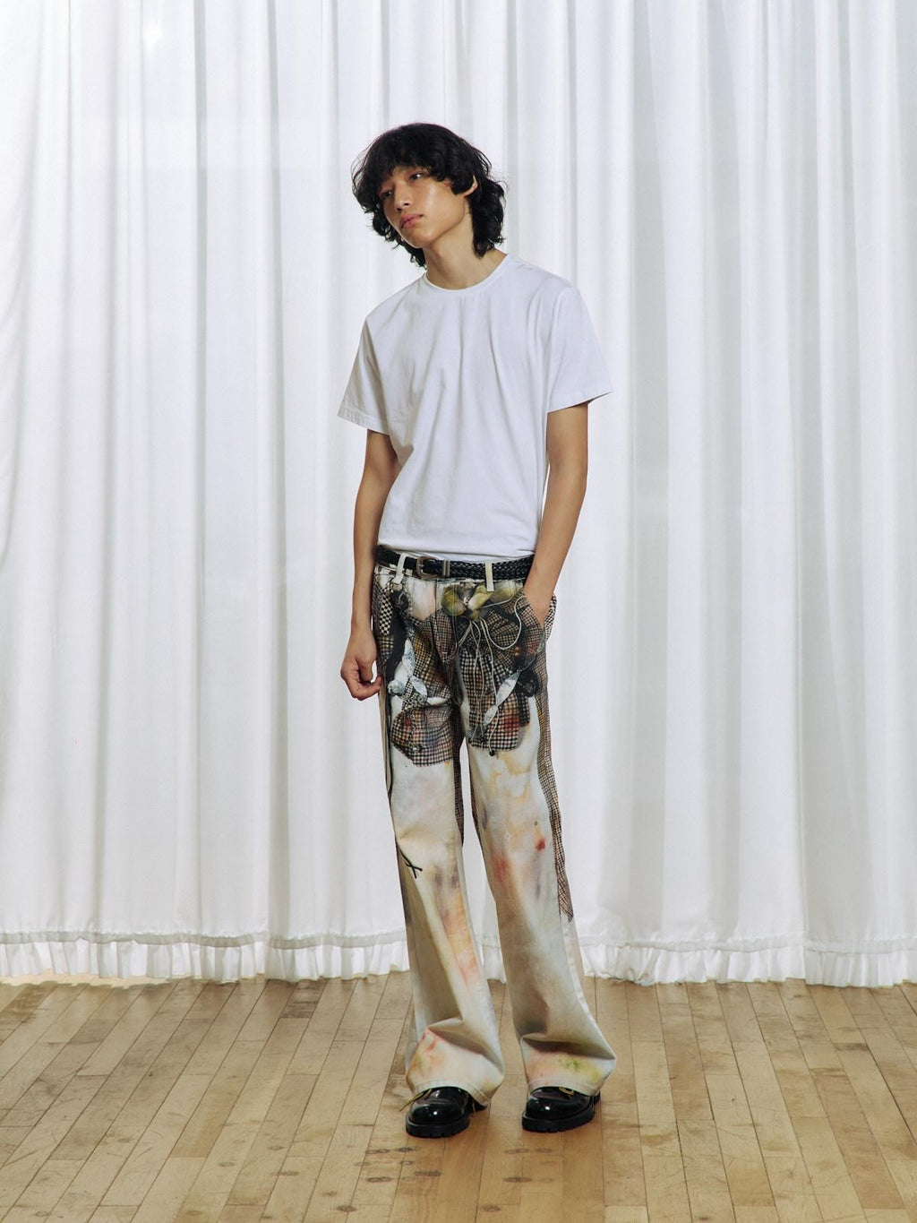 APRIORITY 3d Floral Printed Asymmetric Women's Cotton Denim Straight-leg Jeans