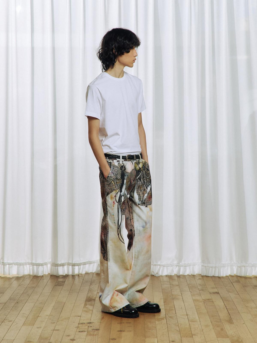 APRIORITY 3d Floral Printed Asymmetric Women's Cotton Denim Straight-leg Jeans