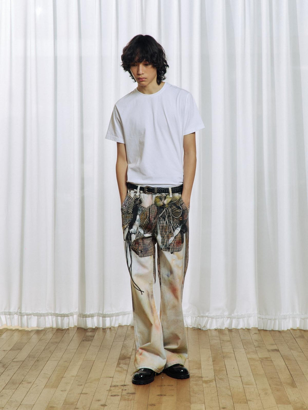 APRIORITY 3d Floral Printed Asymmetric Women's Cotton Denim Straight-leg Jeans