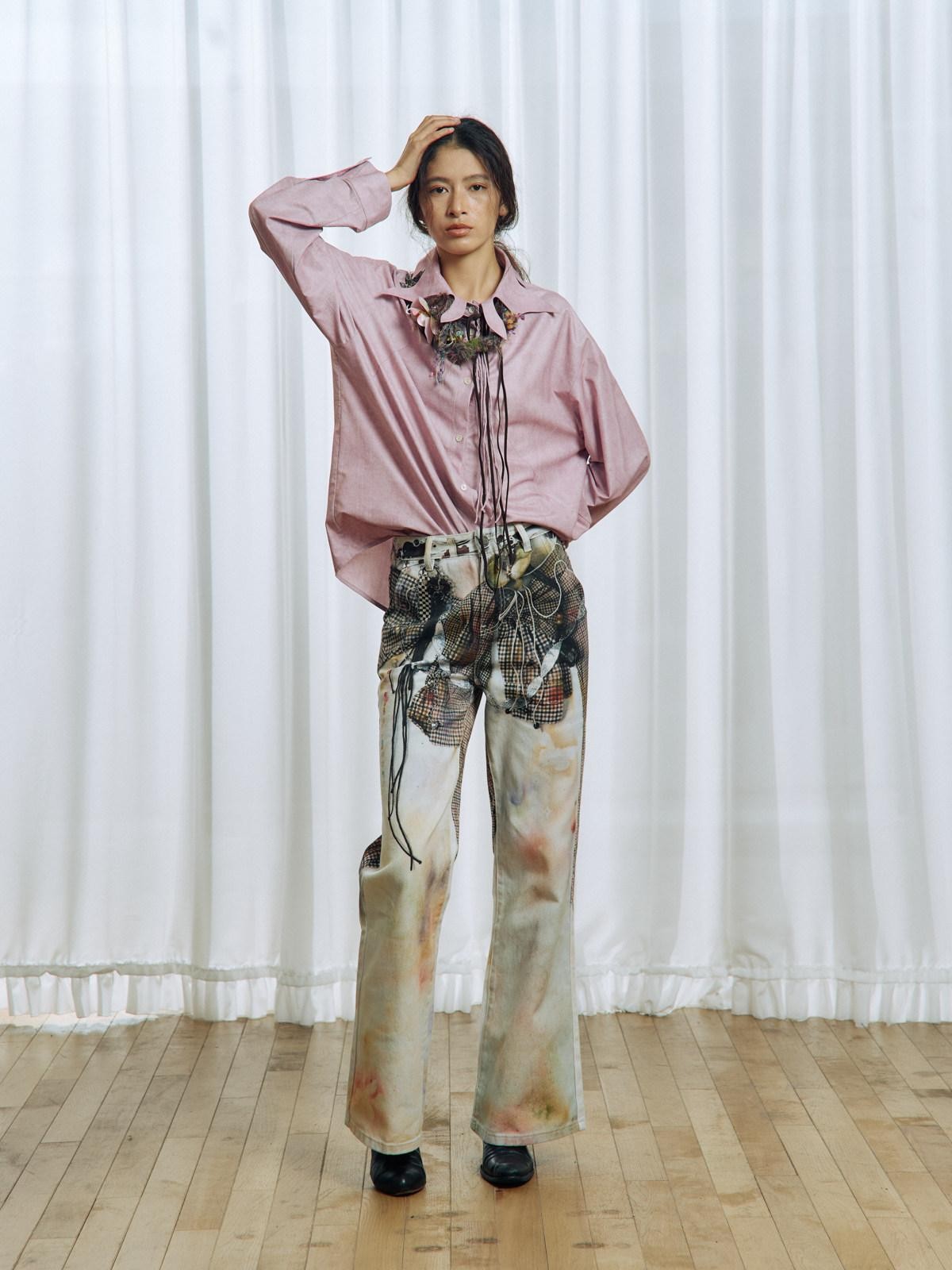 APRIORITY 3d Floral Printed Asymmetric Women's Cotton Denim Straight-leg Jeans