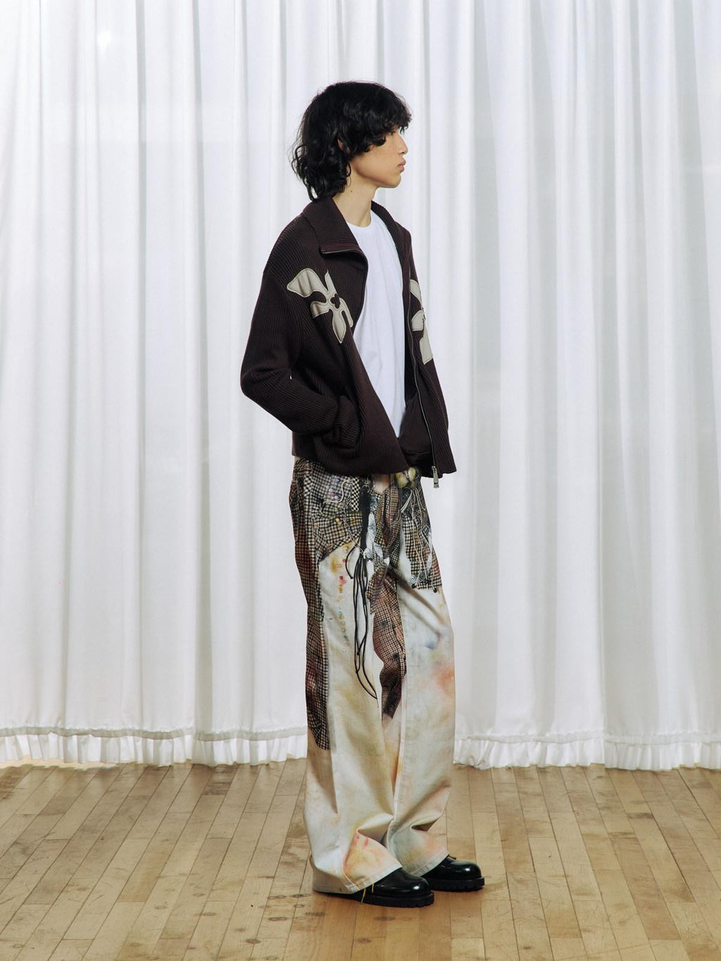 APRIORITY 3d Floral Printed Asymmetric Women's Cotton Denim Straight-leg Jeans