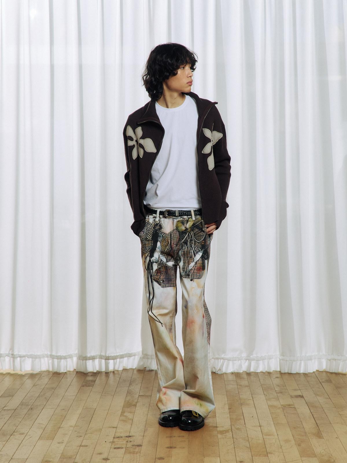 APRIORITY 3d Floral Printed Asymmetric Women's Cotton Denim Straight-leg Jeans