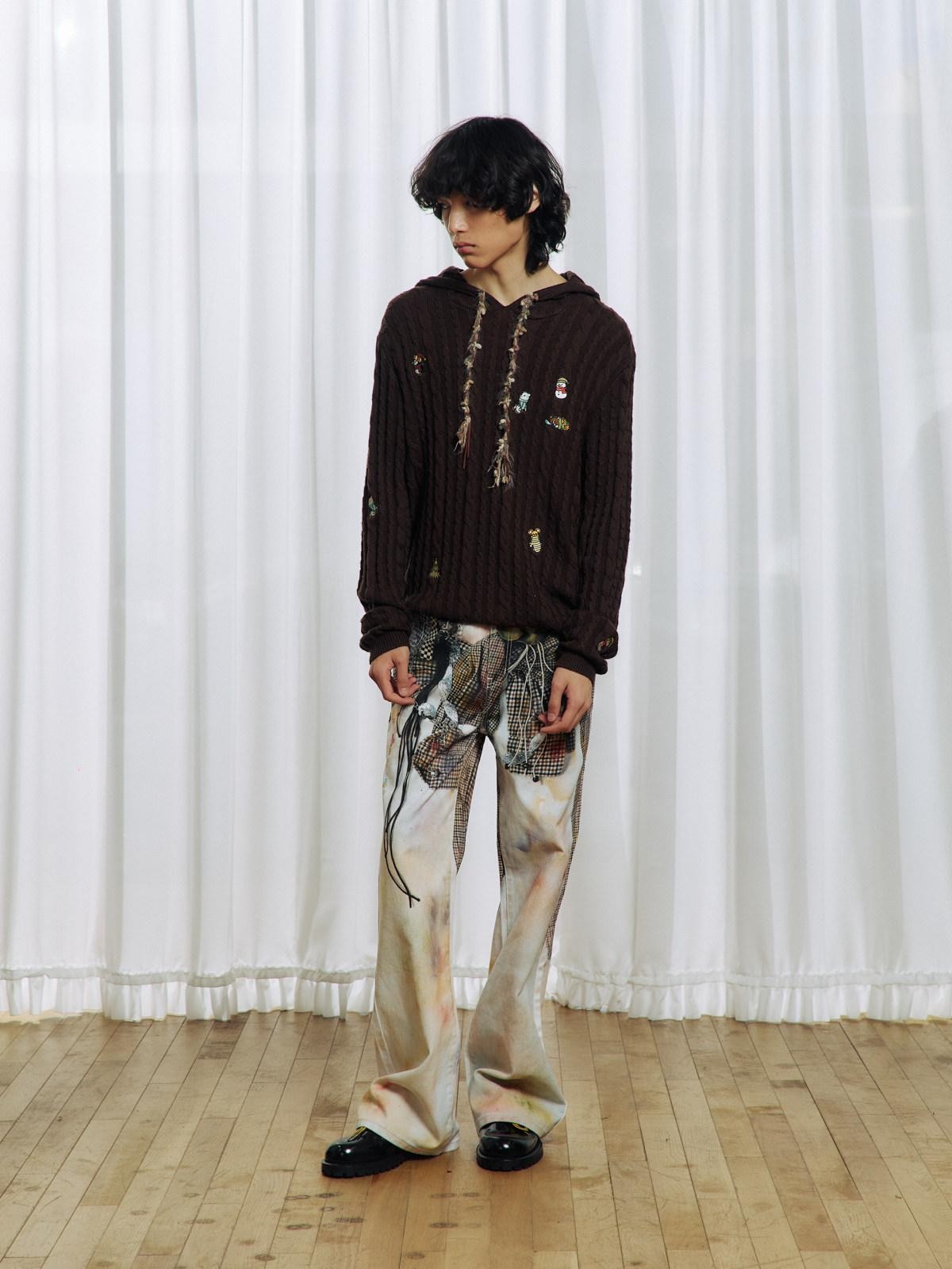 APRIORITY 3d Floral Printed Asymmetric Women's Cotton Denim Straight-leg Jeans