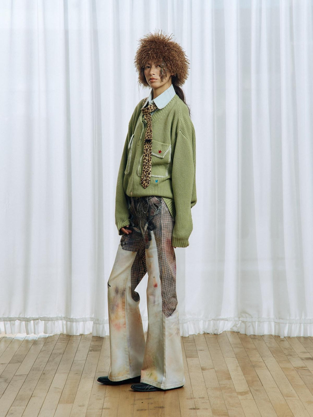 APRIORITY 3d Floral Printed Asymmetric Women's Cotton Denim Straight-leg Jeans