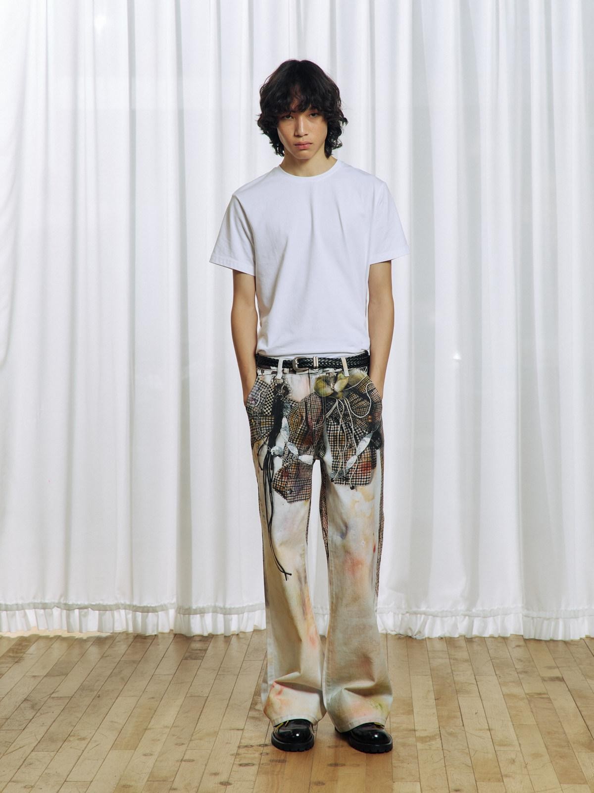 APRIORITY 3d Floral Printed Asymmetric Women's Cotton Denim Straight-leg Jeans