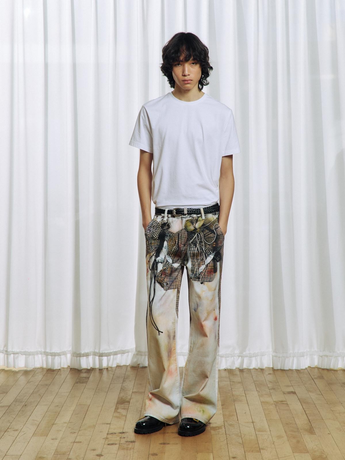 APRIORITY 3d Floral Printed Asymmetric Women's Cotton Denim Straight-leg Jeans