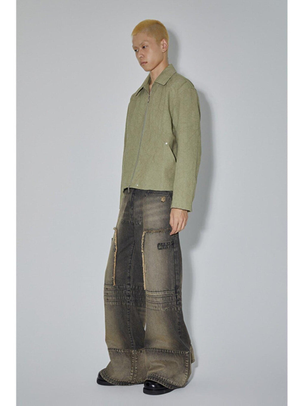 APRIORITY Avocado Green Solid 3d Patch Pockets Zipper Lapel Women's Cotton Cropped Jackets