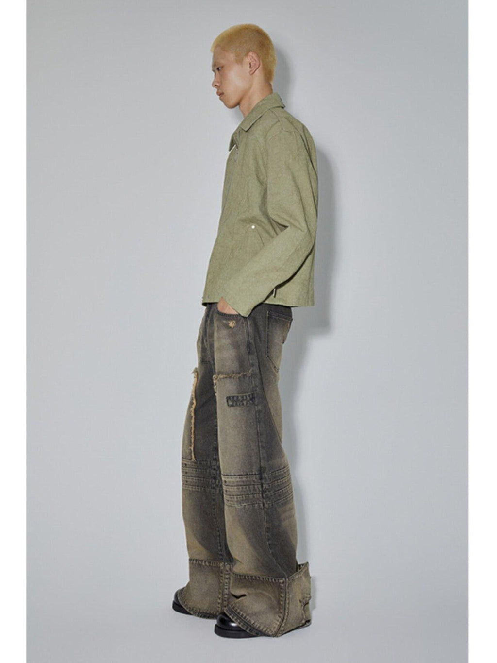 APRIORITY Avocado Green Solid 3d Patch Pockets Zipper Lapel Women's Cotton Cropped Jackets