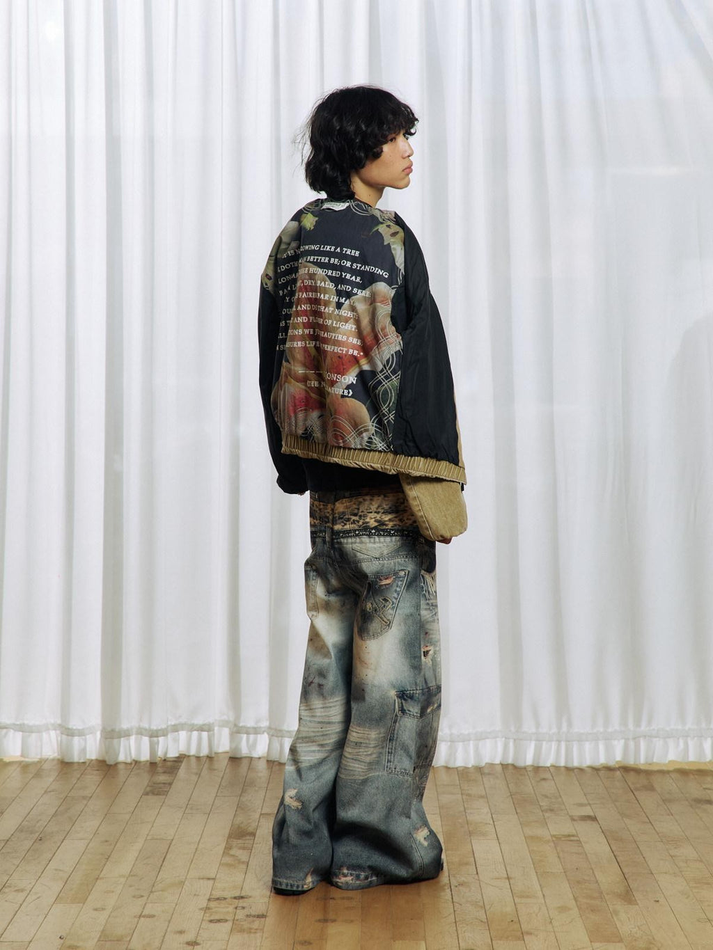 APRIORITY Beaded Floral Distressed Hooded Faux Two Piece Women's Cotton Denim Jackets