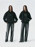 APRIORITY Black Air Cotton Logo Print Zip Front Hooded Women's Cotton Polyester Hoodies