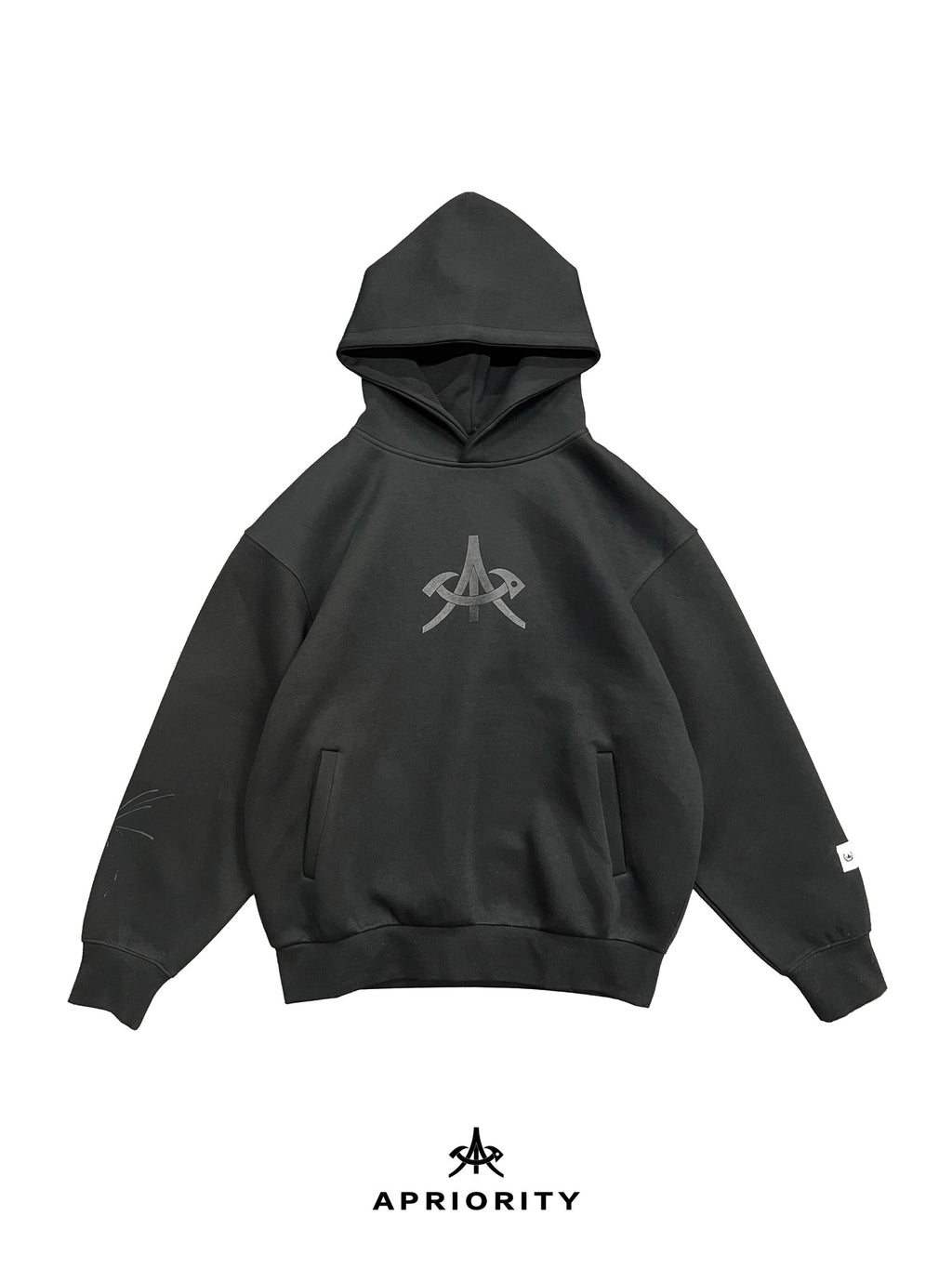 APRIORITY Black Air Cotton Logo Print Zip Front Hooded Women's Cotton Polyester Hoodies