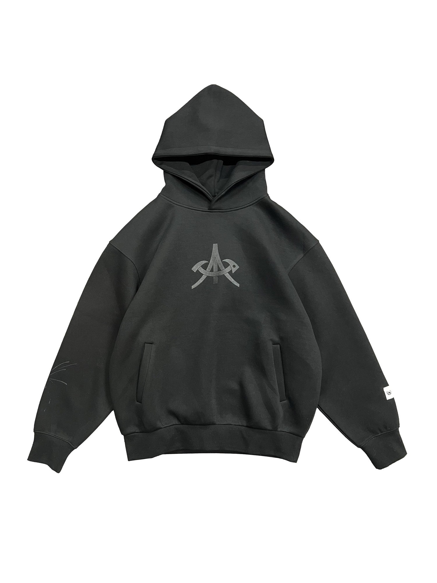 APRIORITY Black Air Cotton Logo Print Zip Front Hooded Women's Cotton Polyester Hoodies