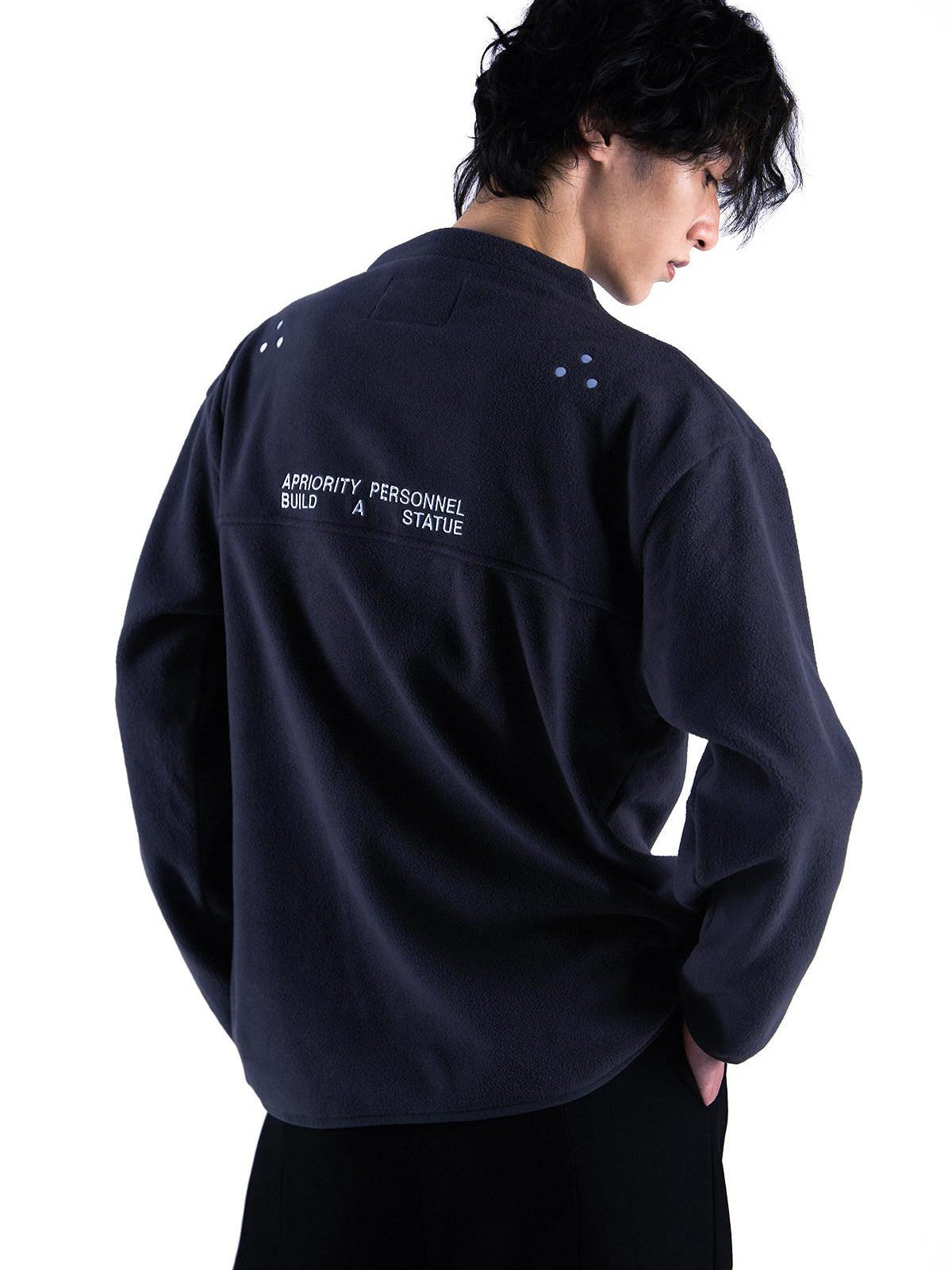 APRIORITY Black Half Zip Fleece Printed Loose Silhouette Women's Polyester Hoodies