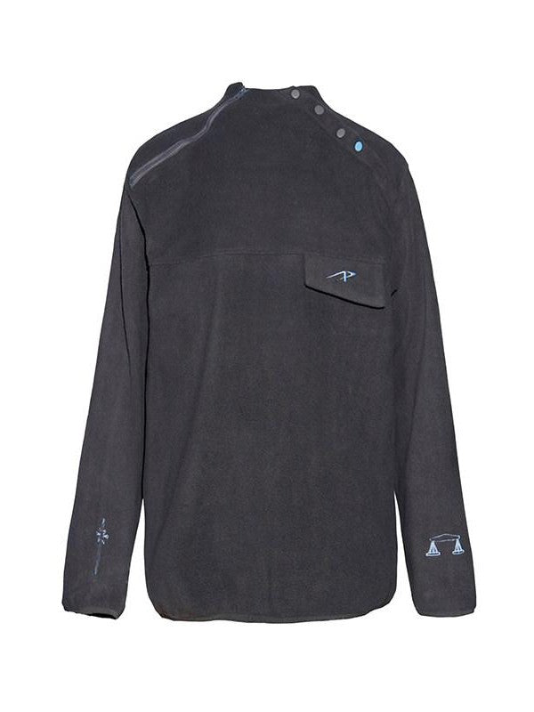 APRIORITY Black Half Zip Fleece Printed Loose Silhouette Women's Polyester Hoodies