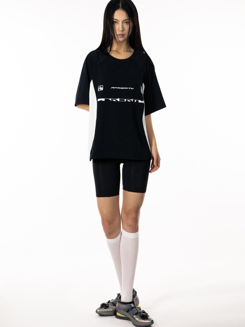 APRIORITY Black Slim Fit Logo Elastic Waist Breathable Women's Quick Dry Cycling Shorts