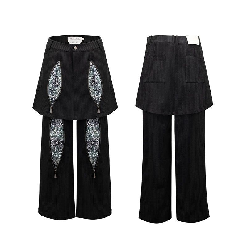 APRIORITY_Black_Striped_Detachable_Firework_Skirt_Panel_Sequin_Women's_Nylon_Skorts_959399265705_MISSTT