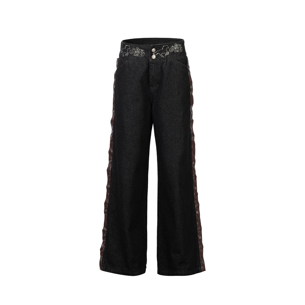APRIORITY_Bleached_Print_Side_Seam_Distressed_Button_Women's_Cotton_Straight-leg_Jeans_1003986503987_MISSTT