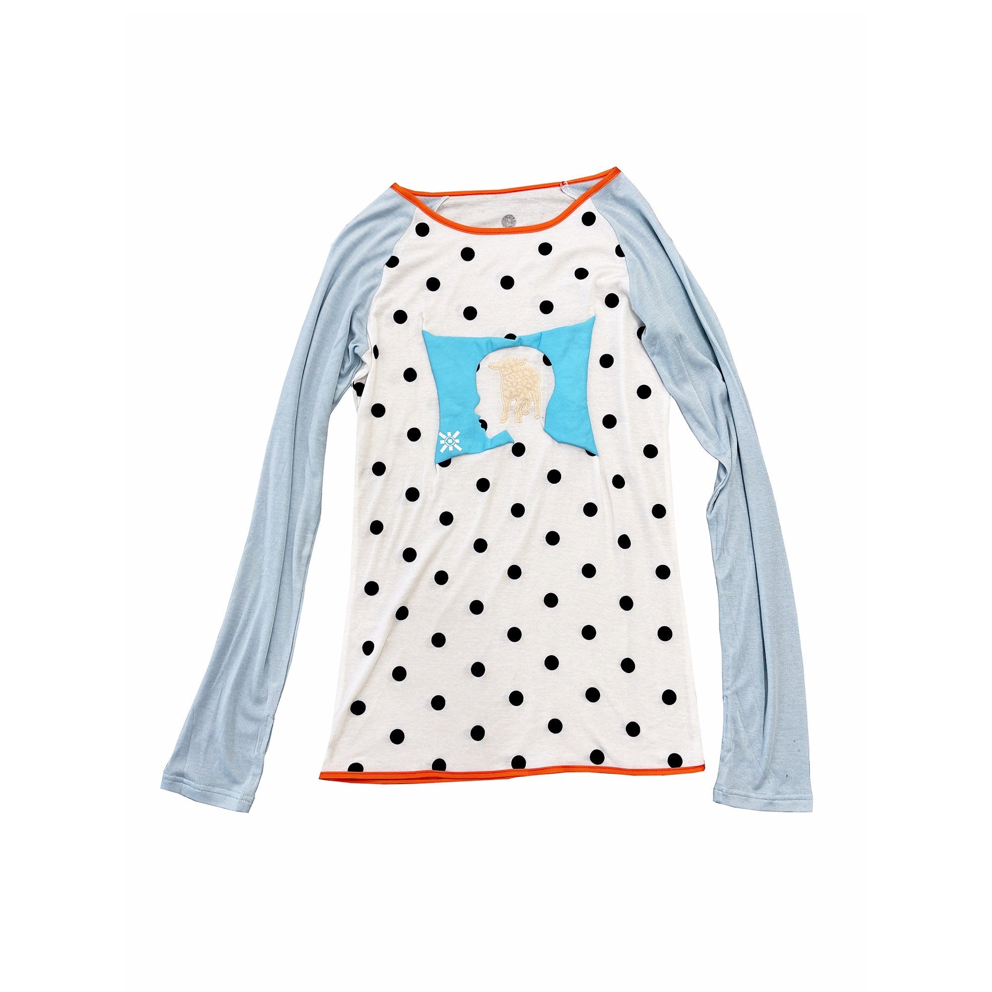 APRIORITY_Blue_White_Polka_Dot_Colorblock_Women's_Lyocell_Wool_Blend_Long_Sleeve_T-shirts_1064411578443_MISSTT