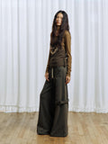 APRIORITY Brown Asymmetrical Detachable Tassel Hem Women's Polyester Pullover Sweaters