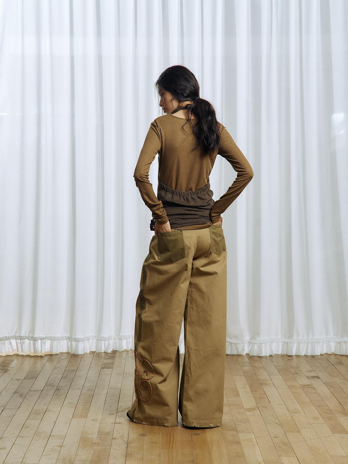 APRIORITY Brown Asymmetrical Detachable Tassel Hem Women's Polyester Pullover Sweaters