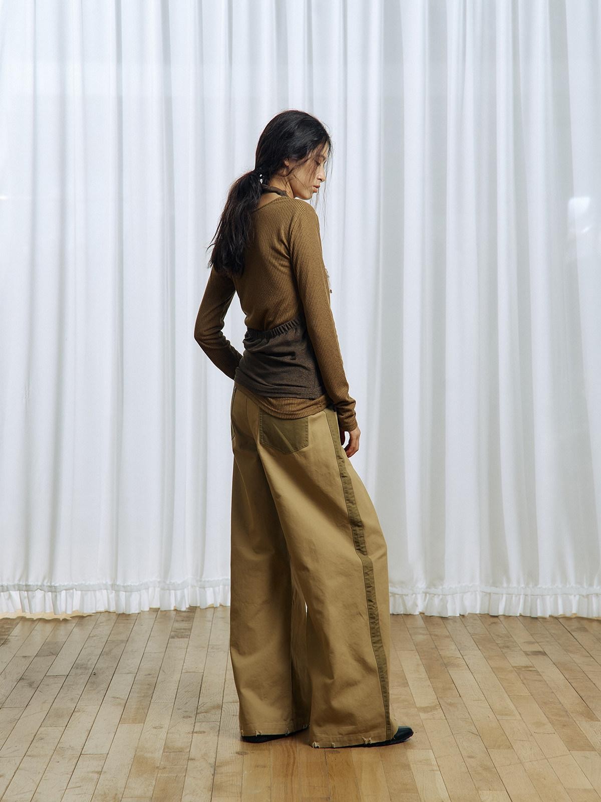 APRIORITY Brown Asymmetrical Detachable Tassel Hem Women's Polyester Pullover Sweaters