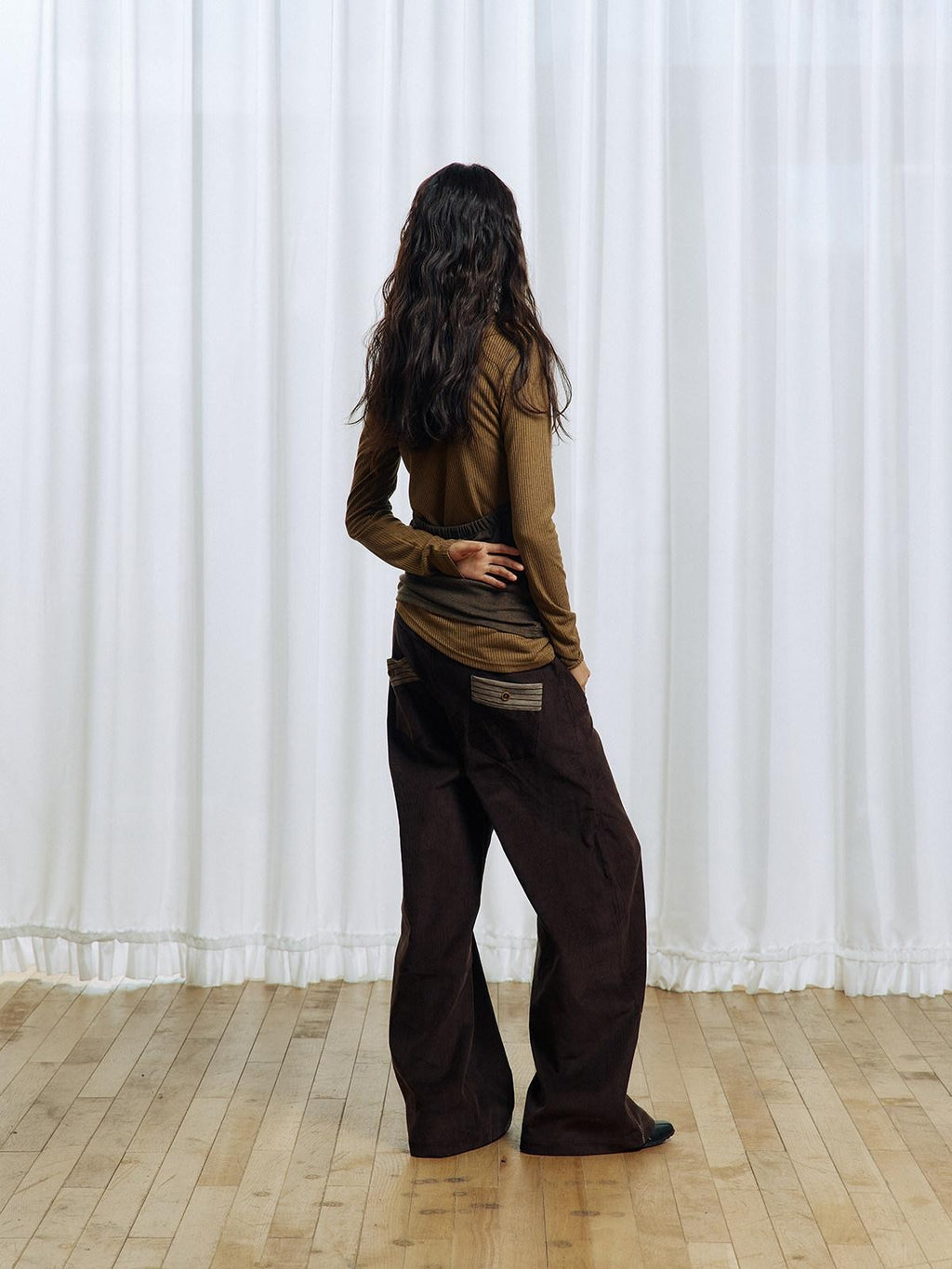 APRIORITY Brown Asymmetrical Detachable Tassel Hem Women's Polyester Pullover Sweaters