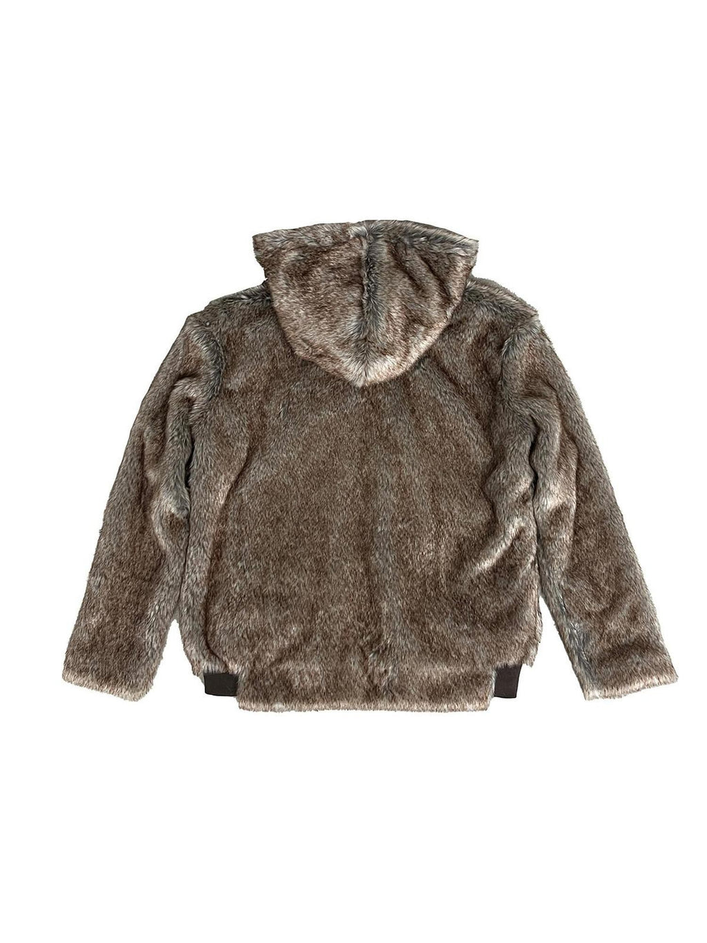 APRIORITY Brown Faux Fur Hooded Mountain Eagle Motif Women's Polyester Fleece Jackets