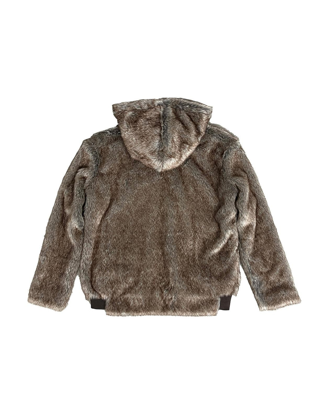 APRIORITY Brown Faux Fur Hooded Mountain Eagle Motif Women's Polyester Fleece Jackets