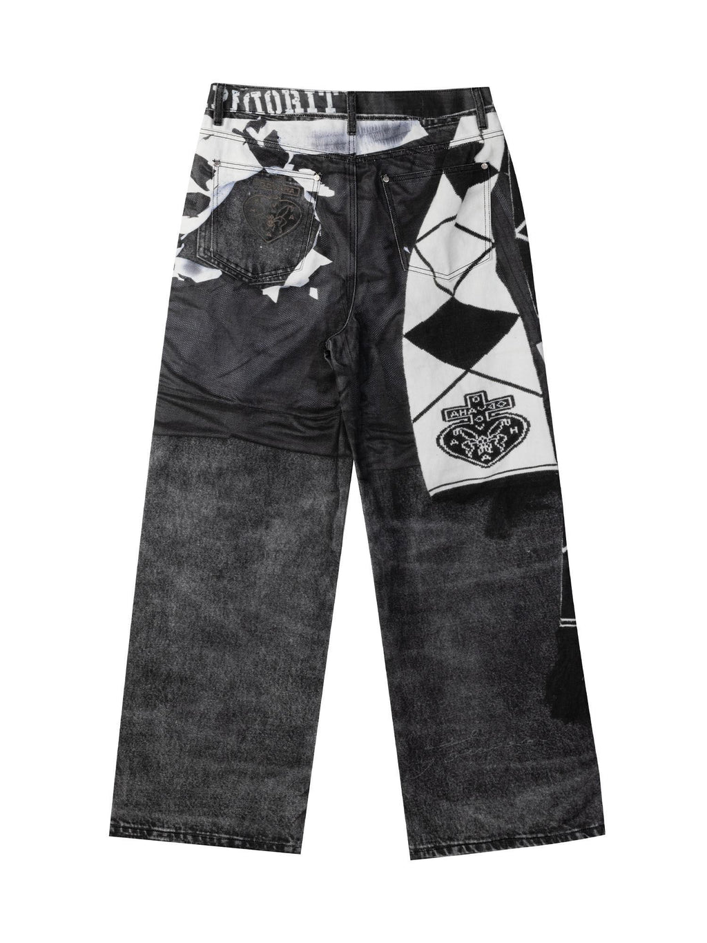 APRIORITY Brushed Studded 3d Digital Print Women's Combed Cotton Denim Straight-leg Jeans