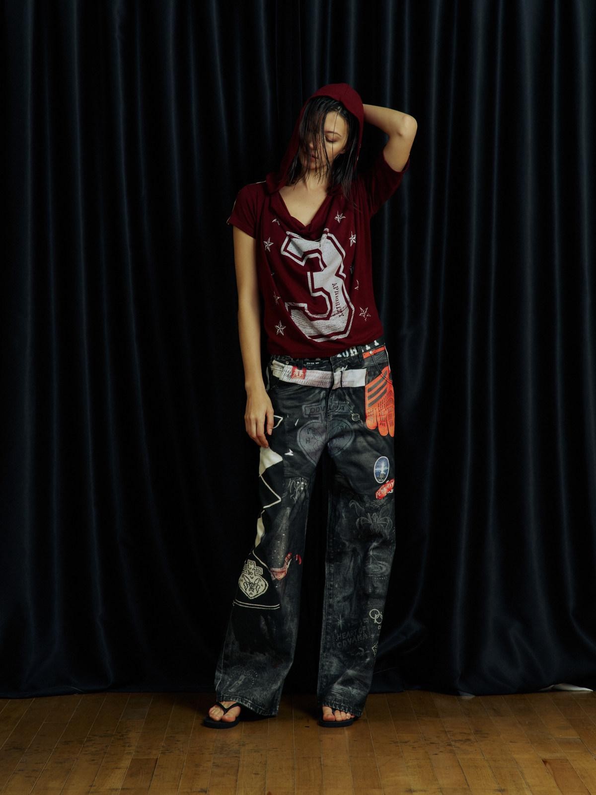 APRIORITY Brushed Studded 3d Digital Print Women's Combed Cotton Denim Straight-leg Jeans