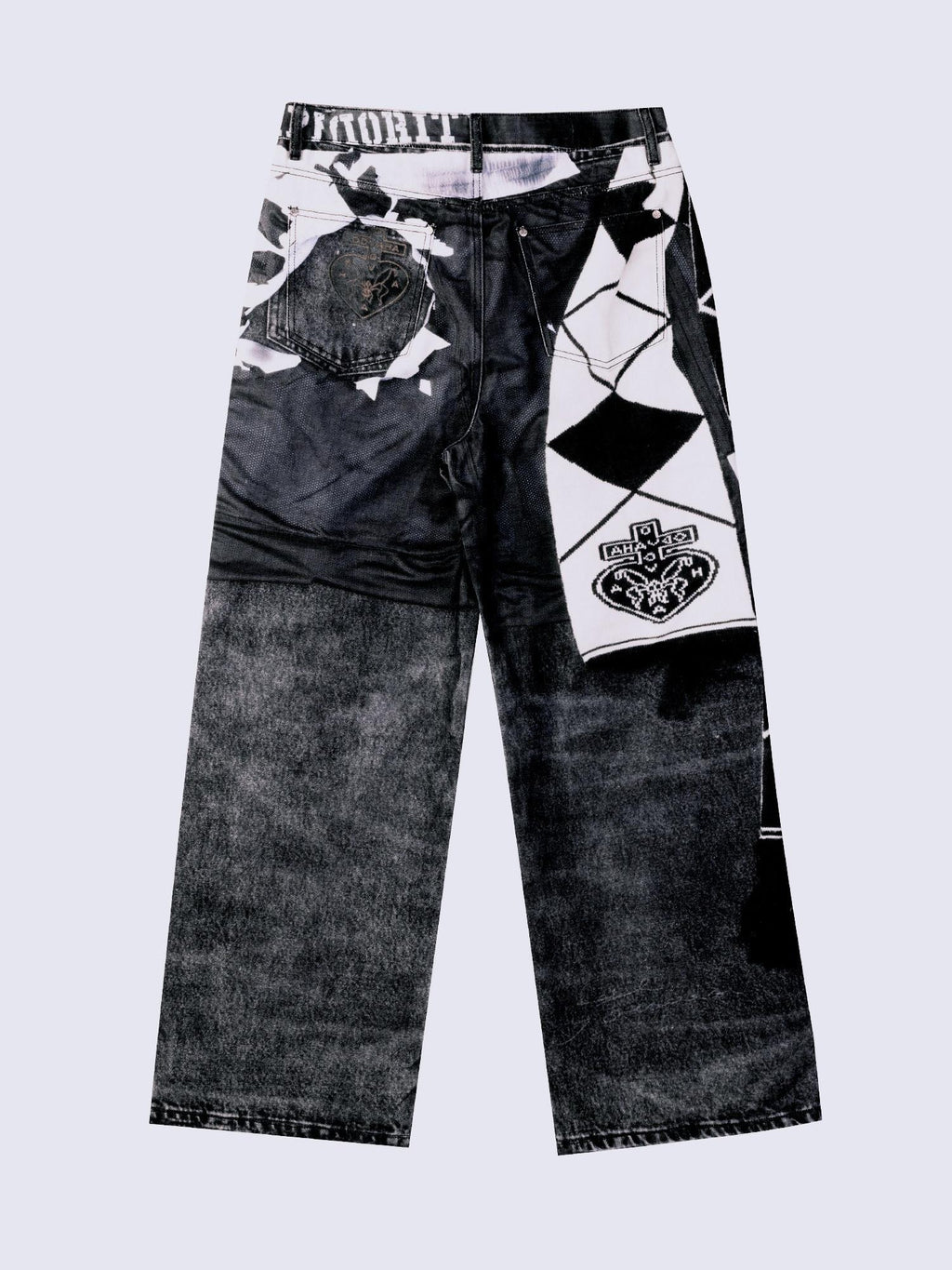 APRIORITY Brushed Studded 3d Digital Print Women's Combed Cotton Denim Straight-leg Jeans