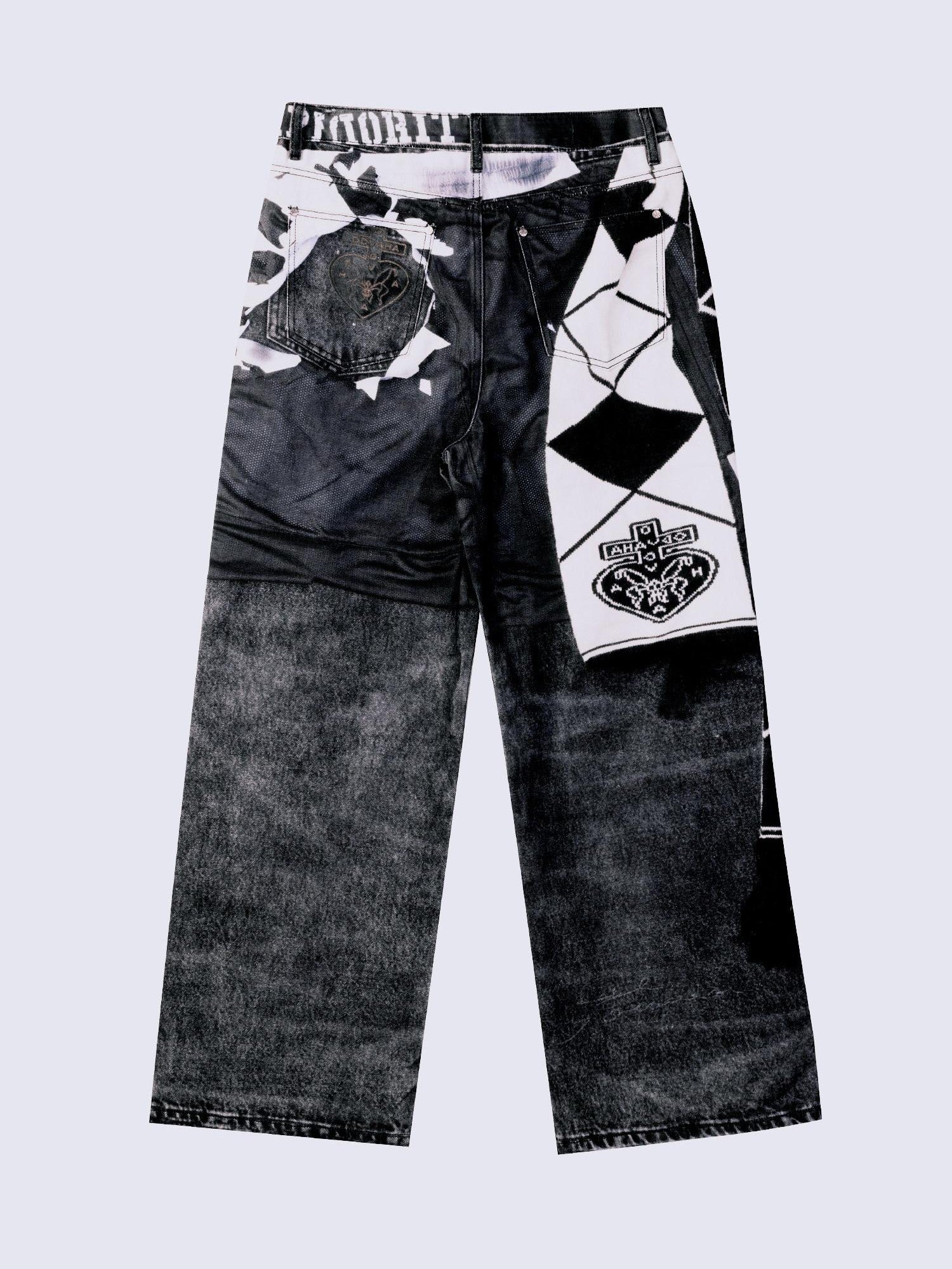 APRIORITY Brushed Studded 3d Digital Print Women's Combed Cotton Denim Straight-leg Jeans