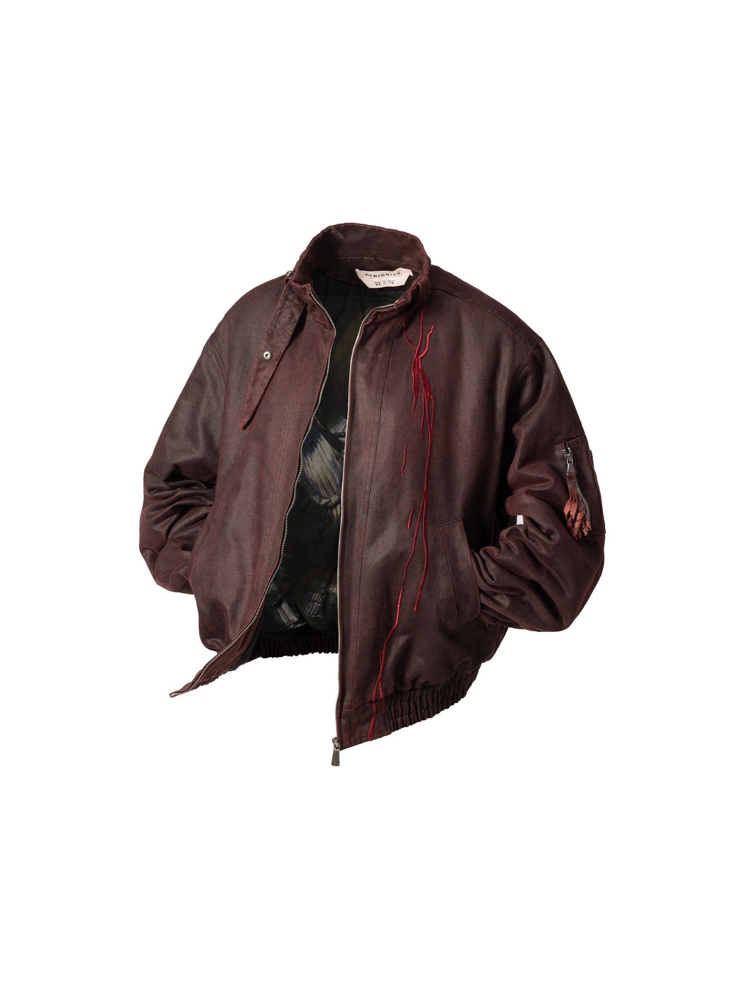 APRIORITY Burning Lily Lace Embroidered Floral Women's Faux Leather Leather Jackets