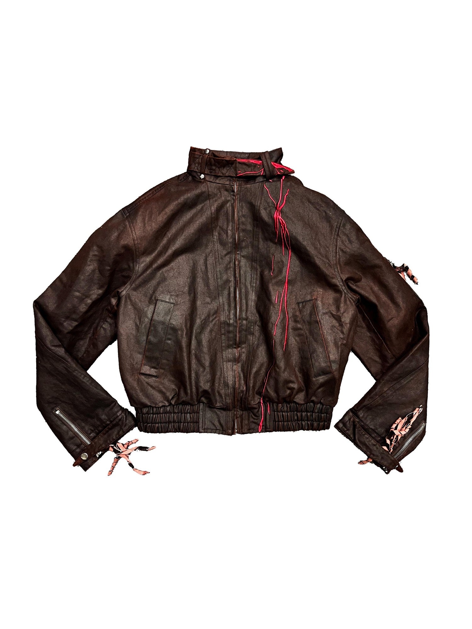 APRIORITY Burning Lily Lace Embroidered Floral Women's Faux Leather Leather Jackets