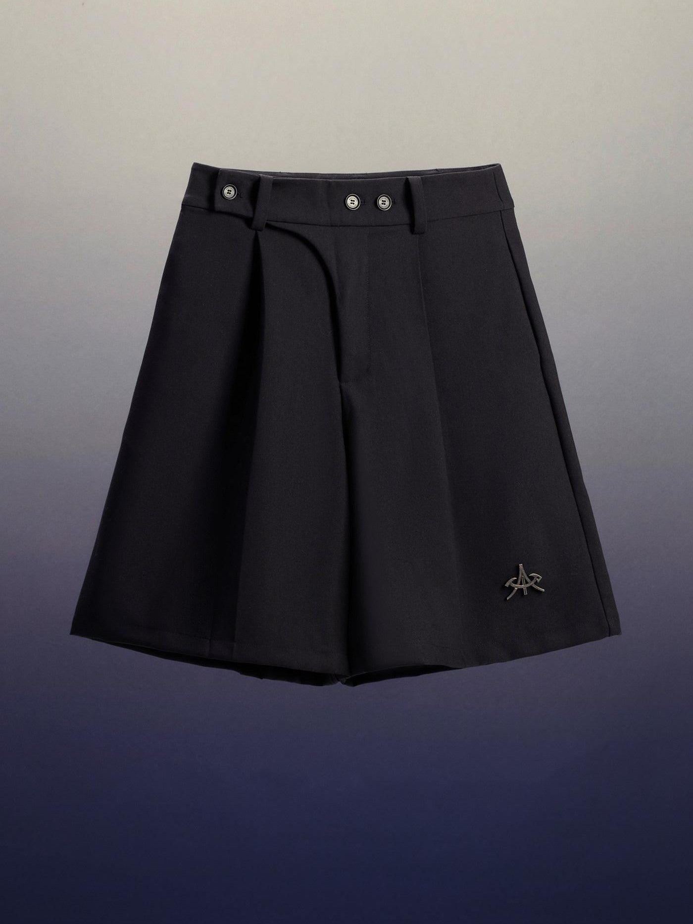 APRIORITY Casual Pleated Adjustable Waist Women's Polyester Spandex Blend Bermuda Shorts