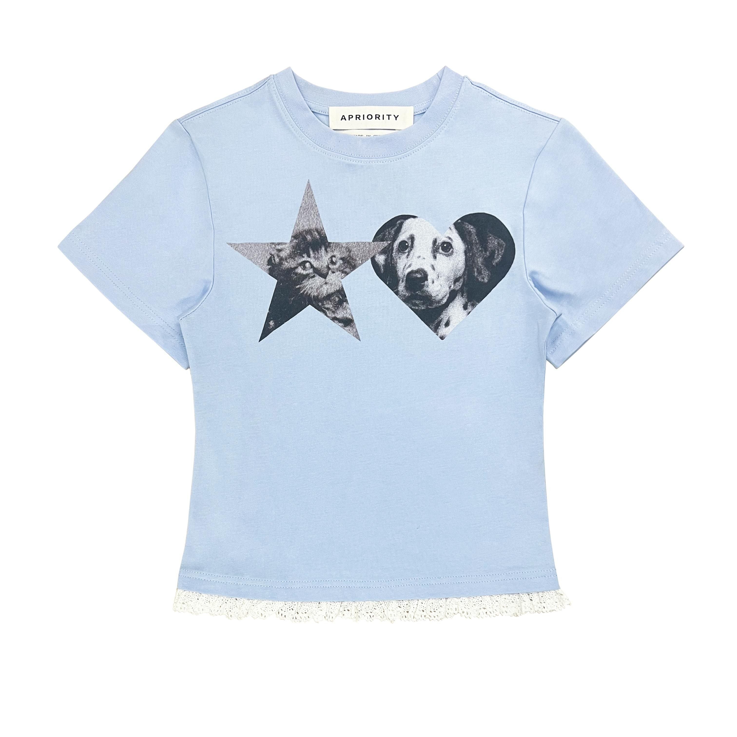 APRIORITY_Cat_And_Dog_Lace_Hem_White_Ink_Print_Women's_Cotton_Slim_T-shirts_868779600314_MISSTT