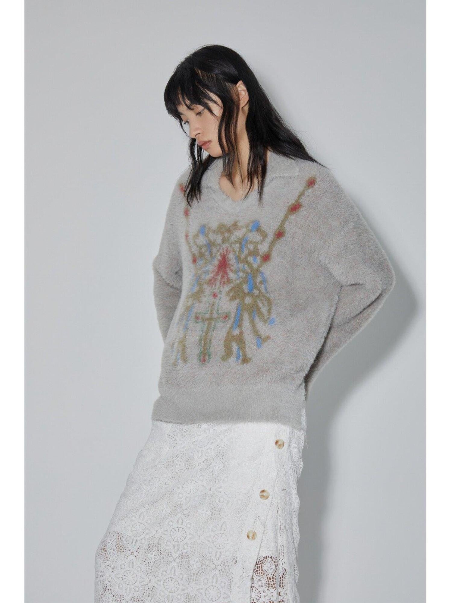 APRIORITY Cross Motif Relaxed Round Neck Women's Faux Mink Sweater Vests