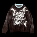 APRIORITY_Dark_Brown_Floral_Bird_Loose_Silhouette_Women's_Nylon_Sweaters_820632576764_MISSTT