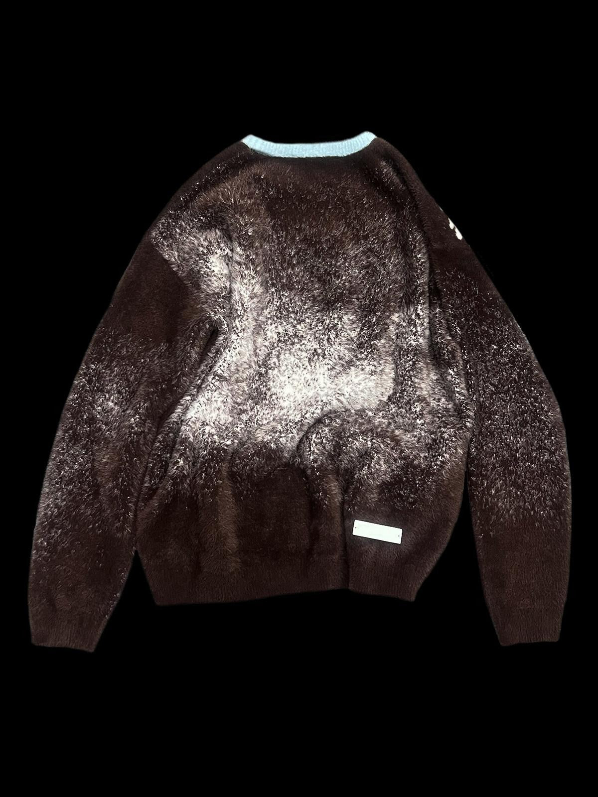 APRIORITY Dark Brown Floral Bird Loose Silhouette Women's Nylon Sweaters