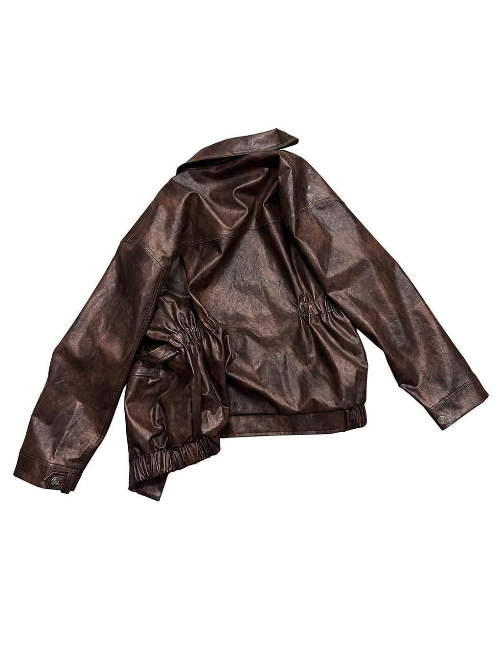 APRIORITY Dark Brown Sequin Embroidered Belted Midlength Women's Faux Leather Jackets