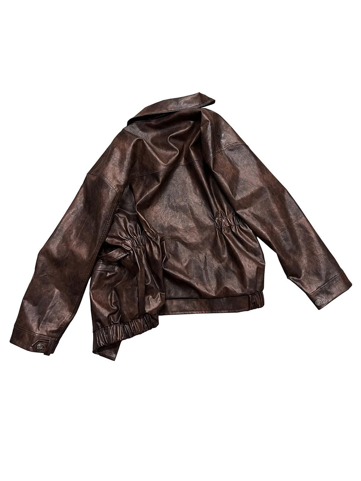 APRIORITY Dark Brown Sequin Embroidered Belted Midlength Women's Faux Leather Jackets